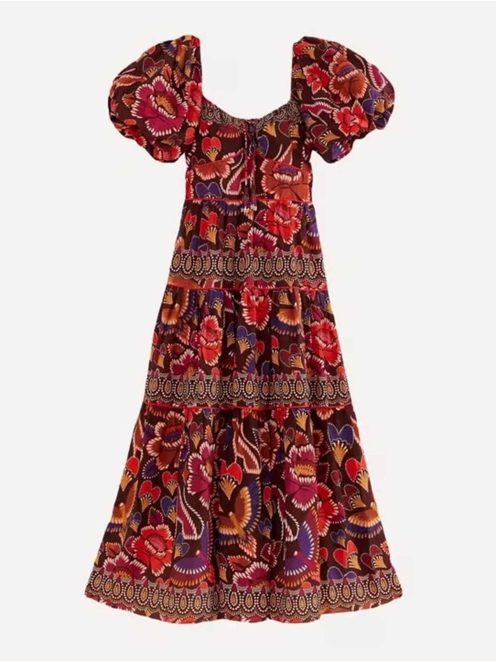FARM Rio Red, Purple & Orange Floral Maxi Dress